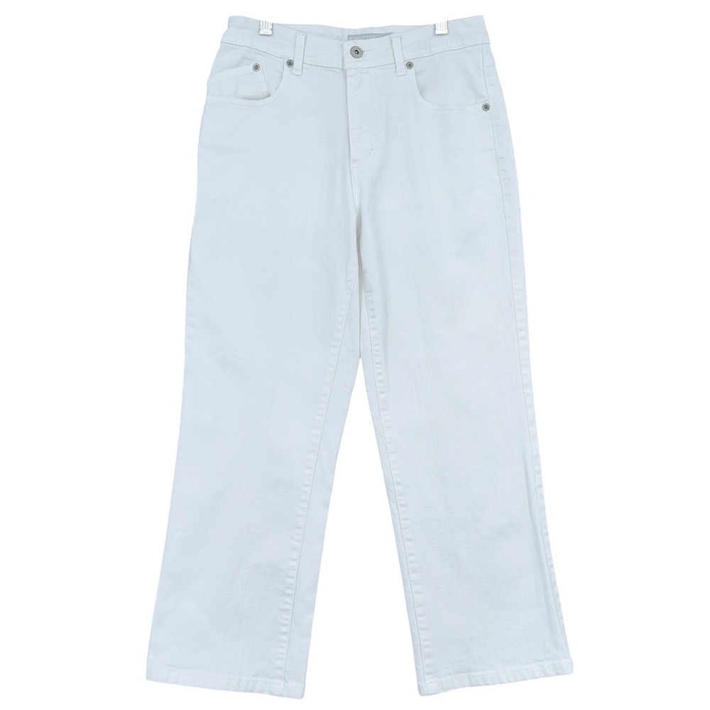 Chico's Platinum Emerald Crop Pants Women Size 4 Cotton Lycra White